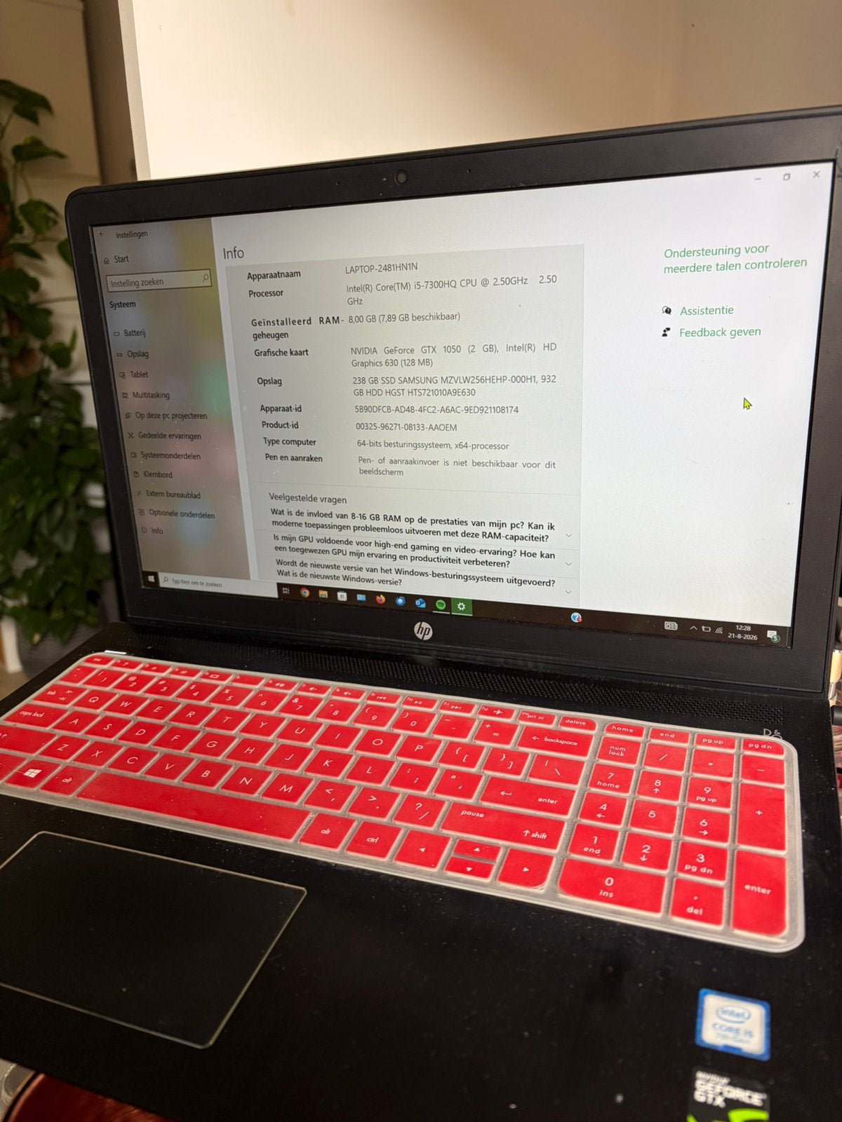 HP ssd laptop 1,14TB, Computers en Software, 2 tot 3 Ghz, 15 inch, Ophalen of Verzenden, Zo goed als nieuw