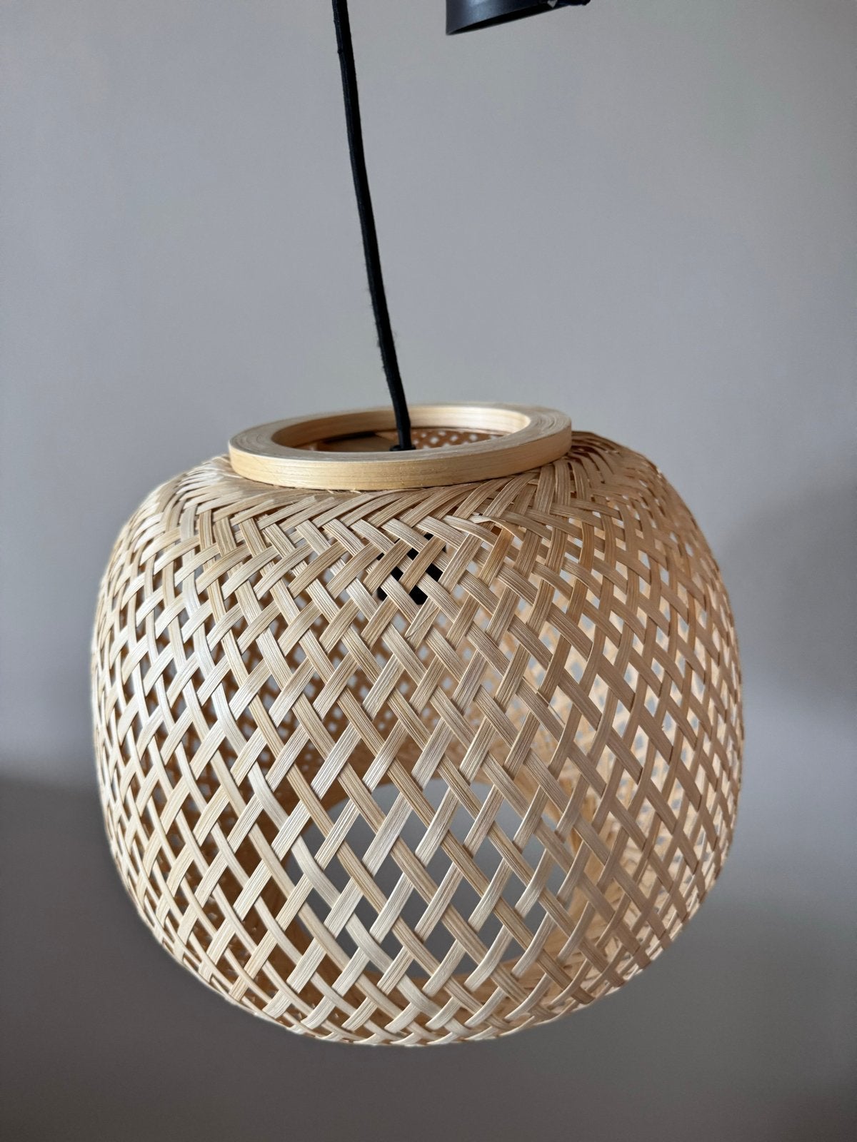 Stijlvolle Bamboe Hanglamp, Ophalen, Zo goed als nieuw, Hout, Minder dan 50 cm