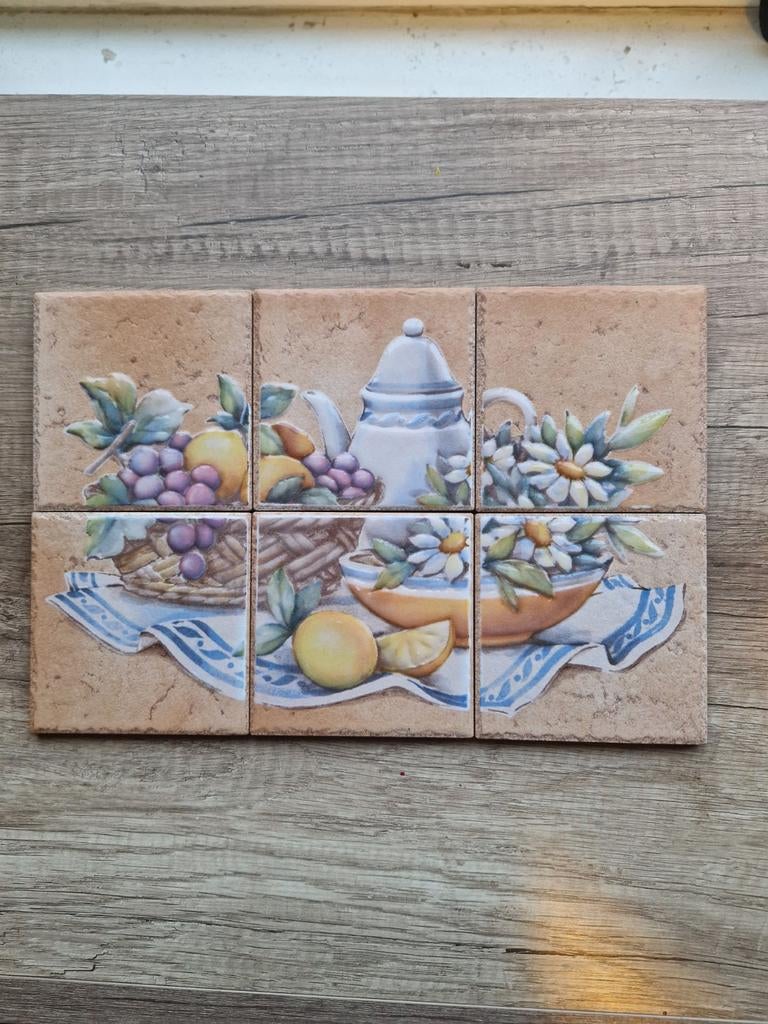 Tegeltableau met fruitdecor Italy, Ophalen of Verzenden, Glas of Kopje