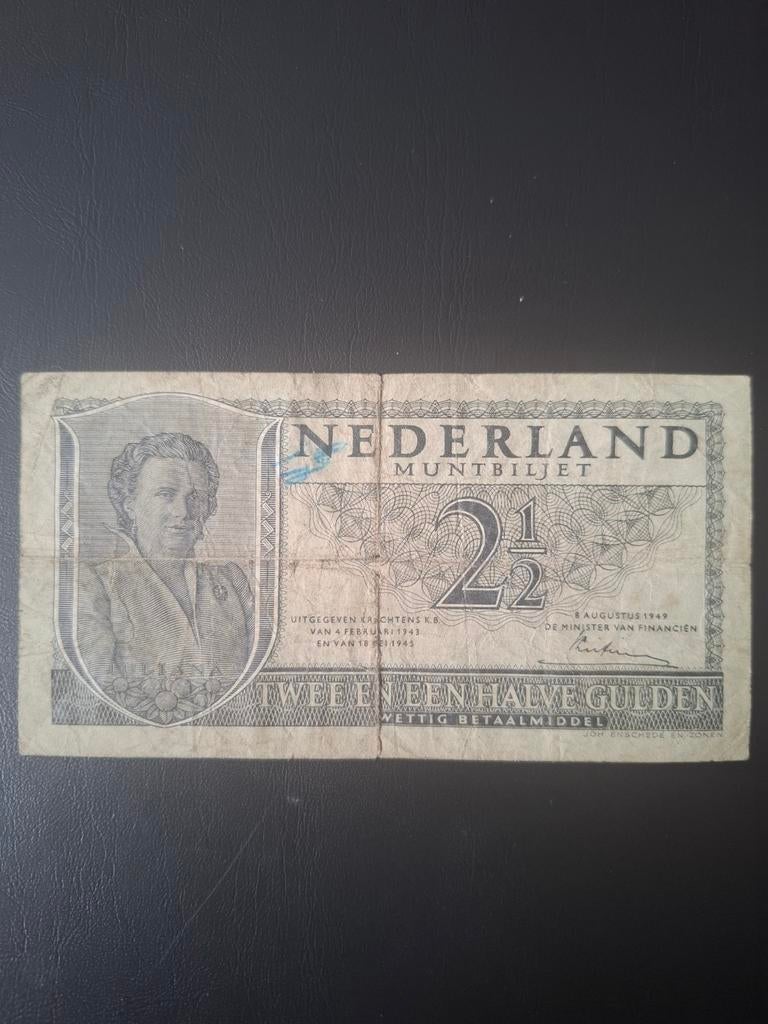 Muntbiljet 2 1/2 Gulden 1949 zeldzame 3 letter serie., Postzegels en Munten, Bankbiljetten | Nederland, Ophalen of Verzenden, 2½ gulden