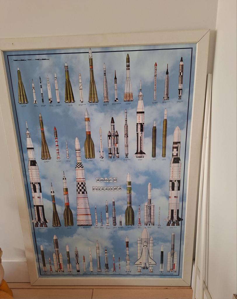 Raketten  poster  in houten lijst, Ophalen of Verzenden, A1 t/m A3
