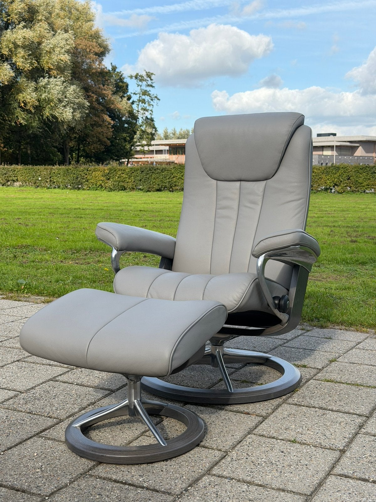 Stressless relax fauteuil met voetenbank, Ophalen of Verzenden, Zo goed als nieuw, Minder dan 75 cm, 50 tot 75 cm