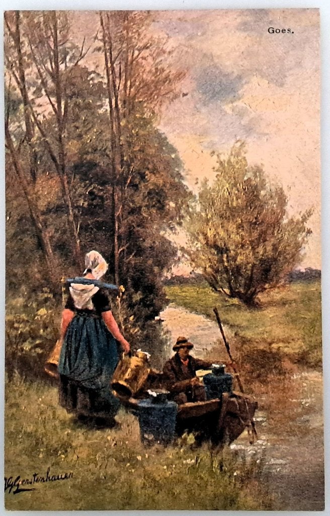Goes, melkmeisje in klederdracht, ongelopen ca. 1910, Verzenden, Voor 1920, Ongelopen, Zeeland