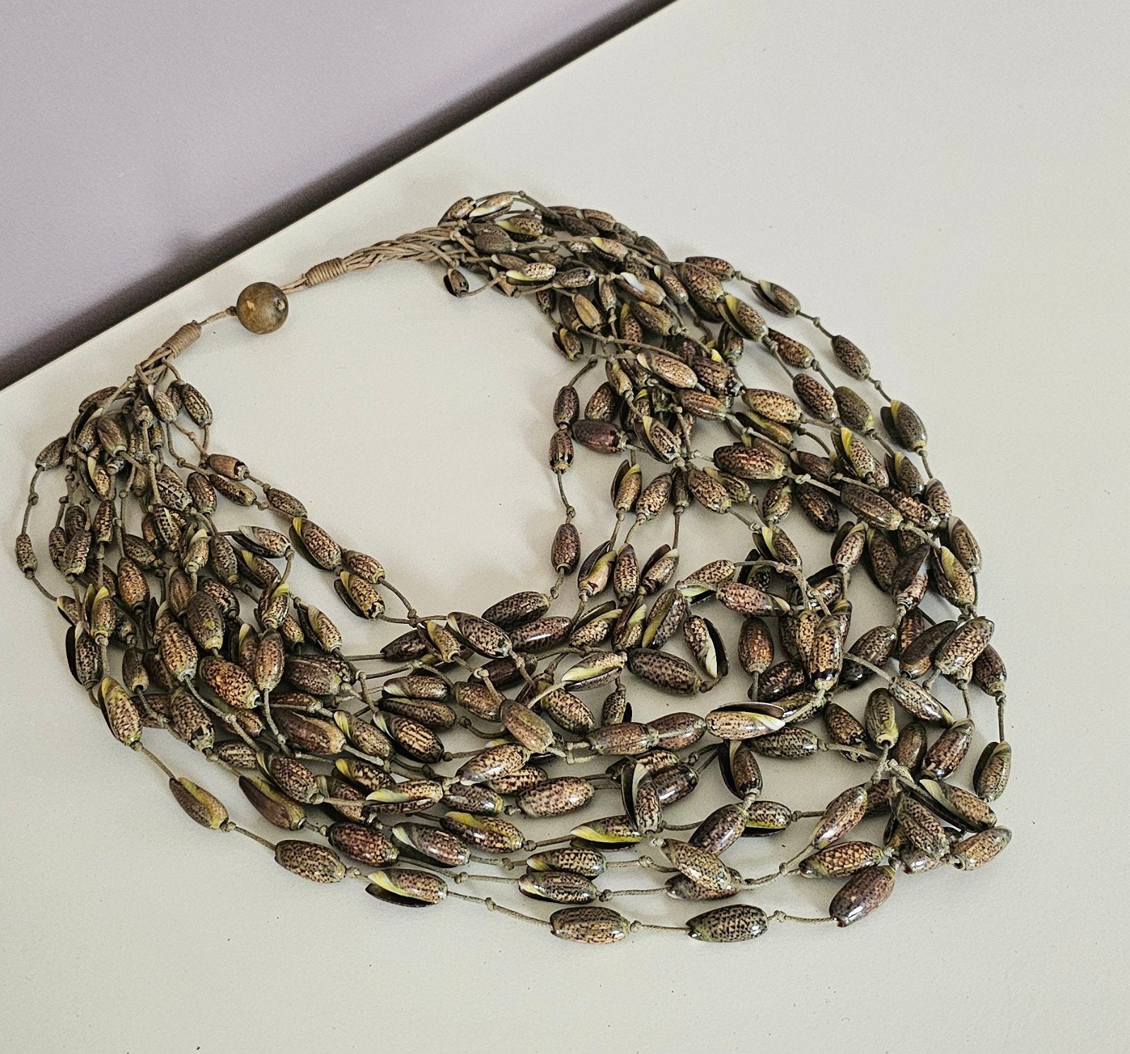 Handgemaakte schelpenketting - Bohemian stijl, Ophalen of Verzenden, Zo goed als nieuw, Groen, Overige materialen