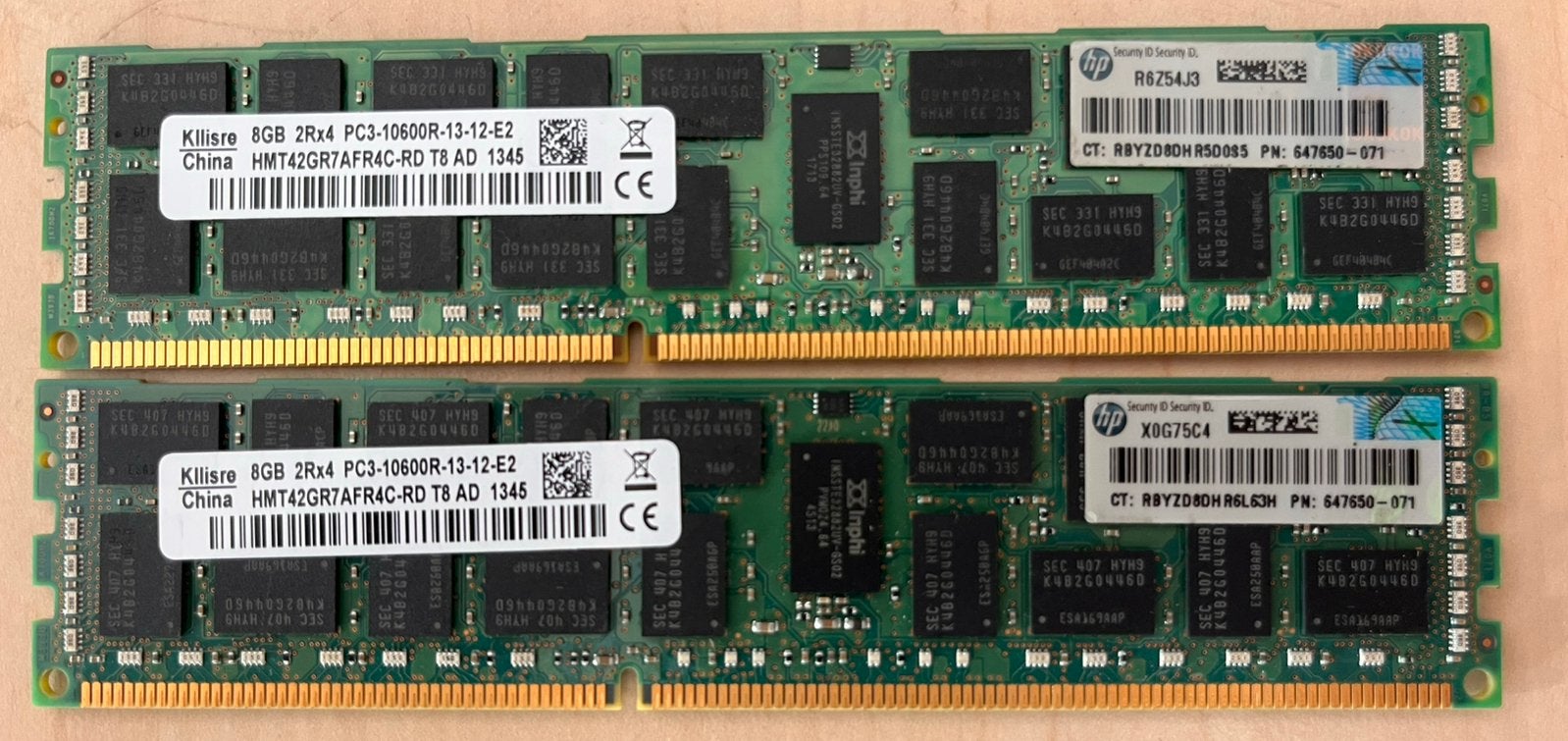 16GB Server RAM (2x 8GB) DDR3 ECC Registered, PC3-10600R HP, Computers en Software, RAM geheugen, Gebruikt, Server, DDR3, Ophalen of Verzenden