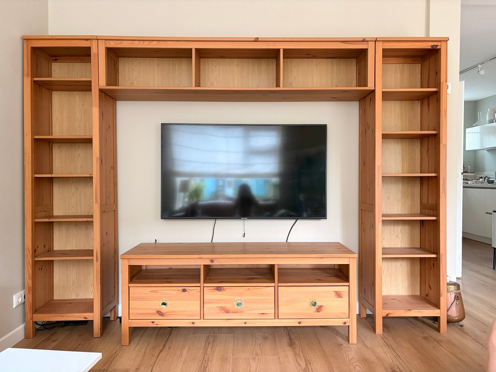 IKEA Hemnes Boekenkast met TV-meubel - Gebruikt, Ophalen, Gebruikt, 200 cm of meer, Minder dan 100 cm