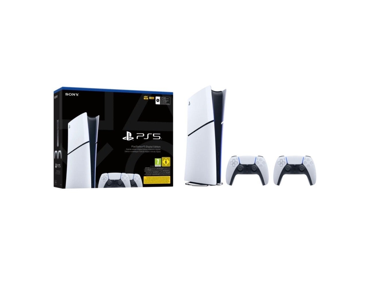 PLAYSTATION 5 Slim 1TB Digital + 2 DualSense Controllers, Ophalen, Zo goed als nieuw, Playstation 5 Digital