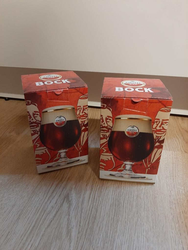 2x Amstel bock glas, Ophalen of Verzenden