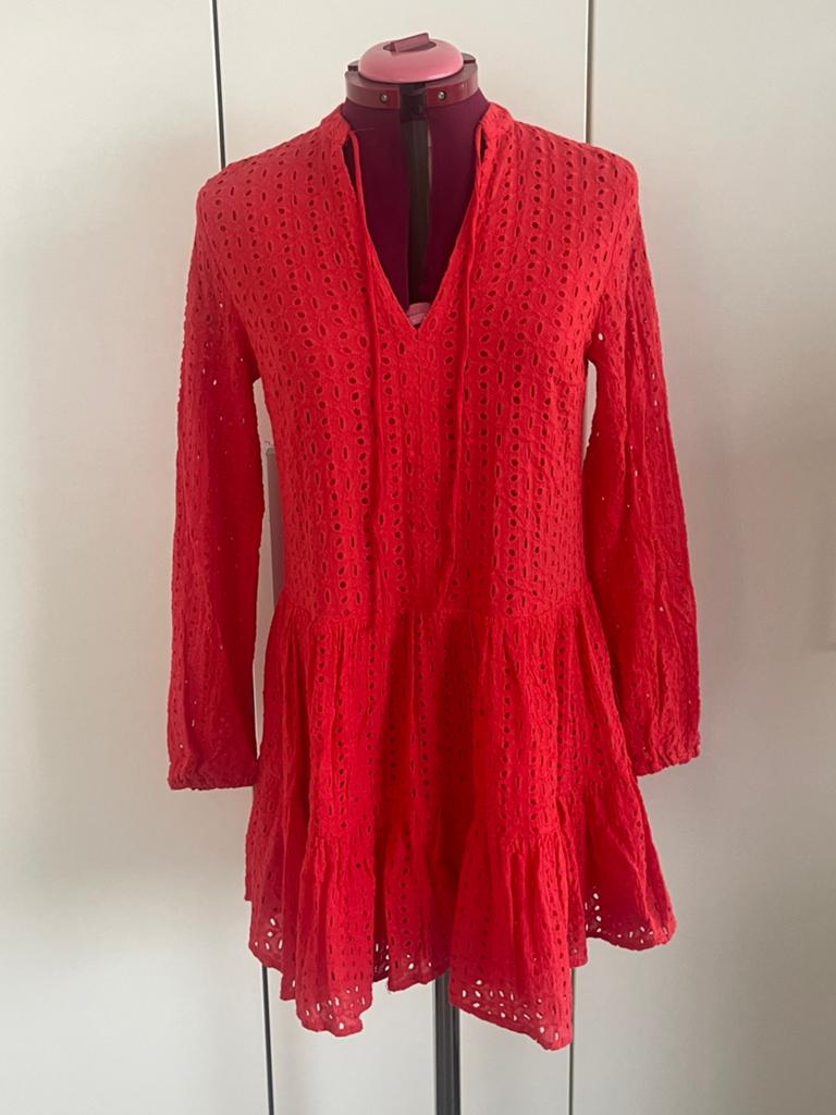 Loavies rode jurk maat XS, Kleding | Dames, Jurken, Ophalen of Verzenden, Zo goed als nieuw, Maat 34 (XS) of kleiner, Boven de knie