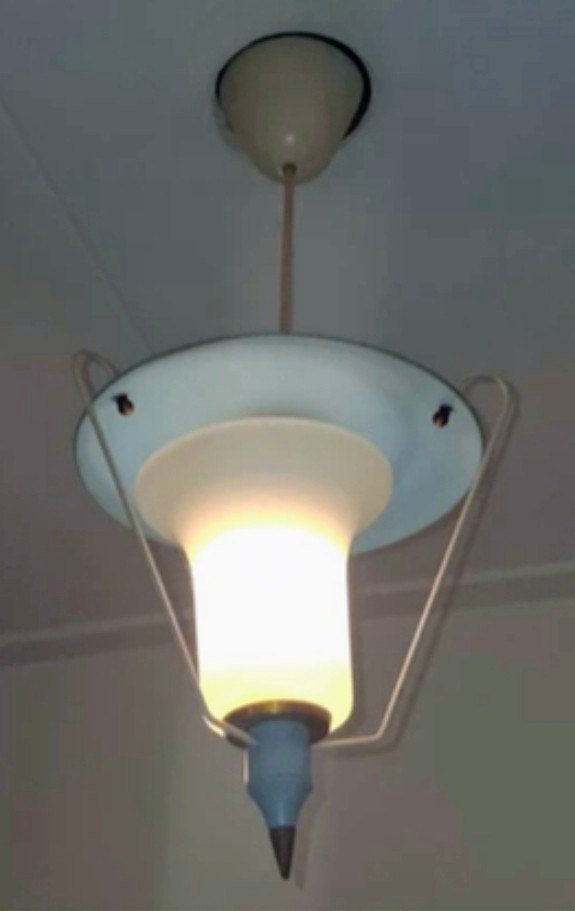 Authentieke Philips Louis Kalff hanglamp, Ophalen of Verzenden, Gebruikt, Glas