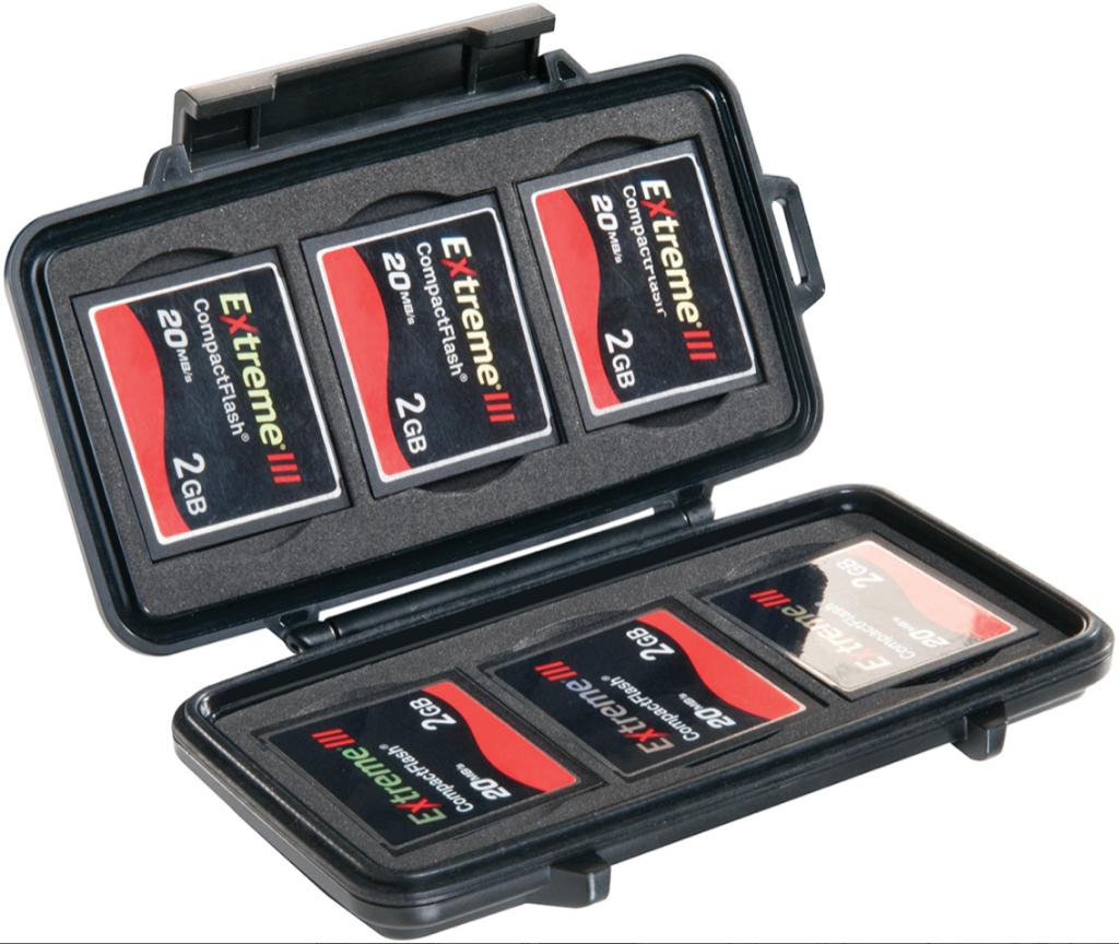 PELI 0945 CF card case zwart, voor 6 compact flash cards, XQD, Nieuw, Ophalen of Verzenden, Fotocamera