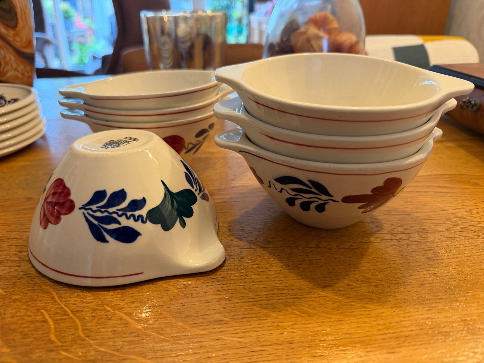 Set van 7 Boerenbont soepkommen, Ophalen, Gebruikt, Aardewerk, Kom(men)