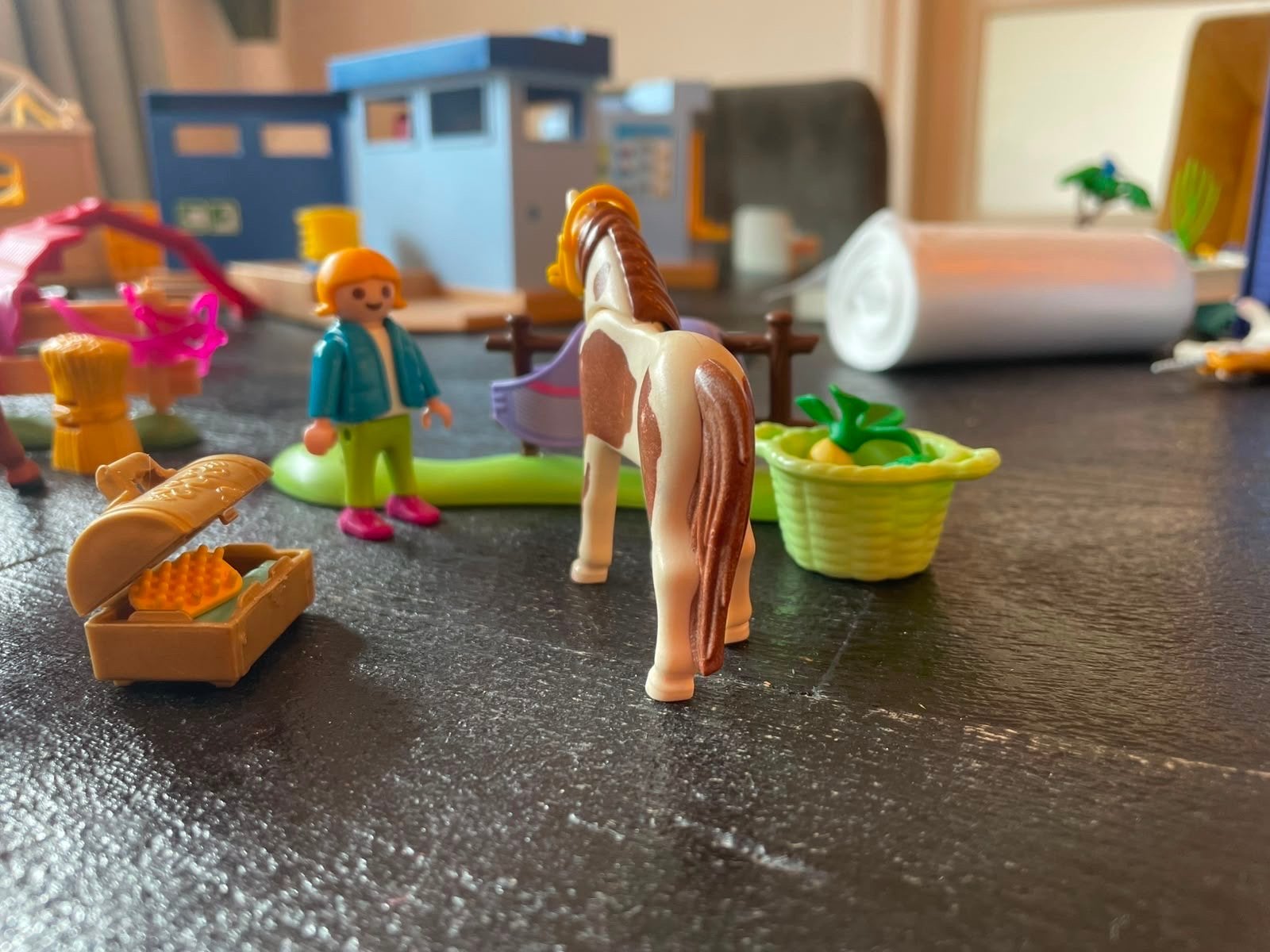 Playmobil Pony met accessoires en figuur, Gebruikt, Complete set, Overige typen, Ophalen of Verzenden
