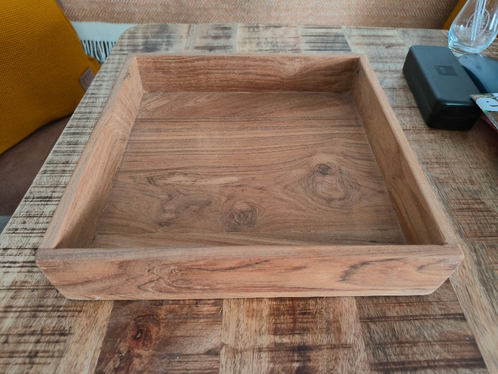 Raw Materials houten dienblad 30x30x30cm, Vierkant, Ophalen of Verzenden, Zo goed als nieuw, Handgemaakt