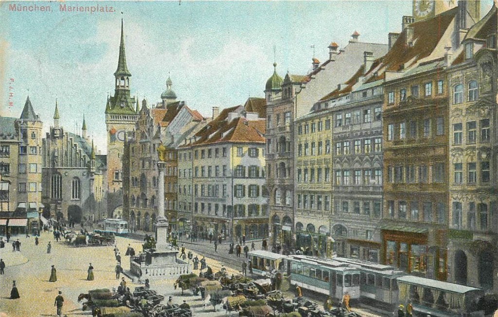 379-014-029 Munchen Marienplatz, Verzamelen, Ophalen of Verzenden, Voor 1920, Duitsland