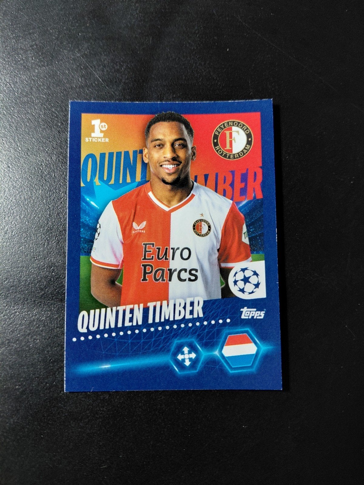 Quinten timber 1st sticker (feyenoord) topps 2023/24, Verzenden, Nieuw, Feyenoord, Poster, Plaatje of Sticker