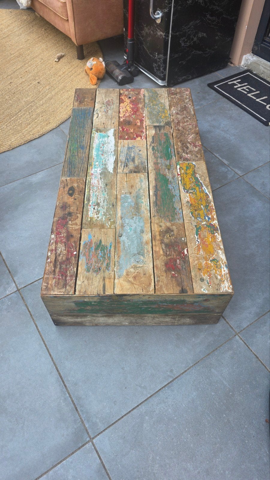 Unieke salontafel van gerecycled hout / boot hout, Ophalen, Gebruikt, 100 tot 150 cm, Industrieel, Landelijk, Bohemian