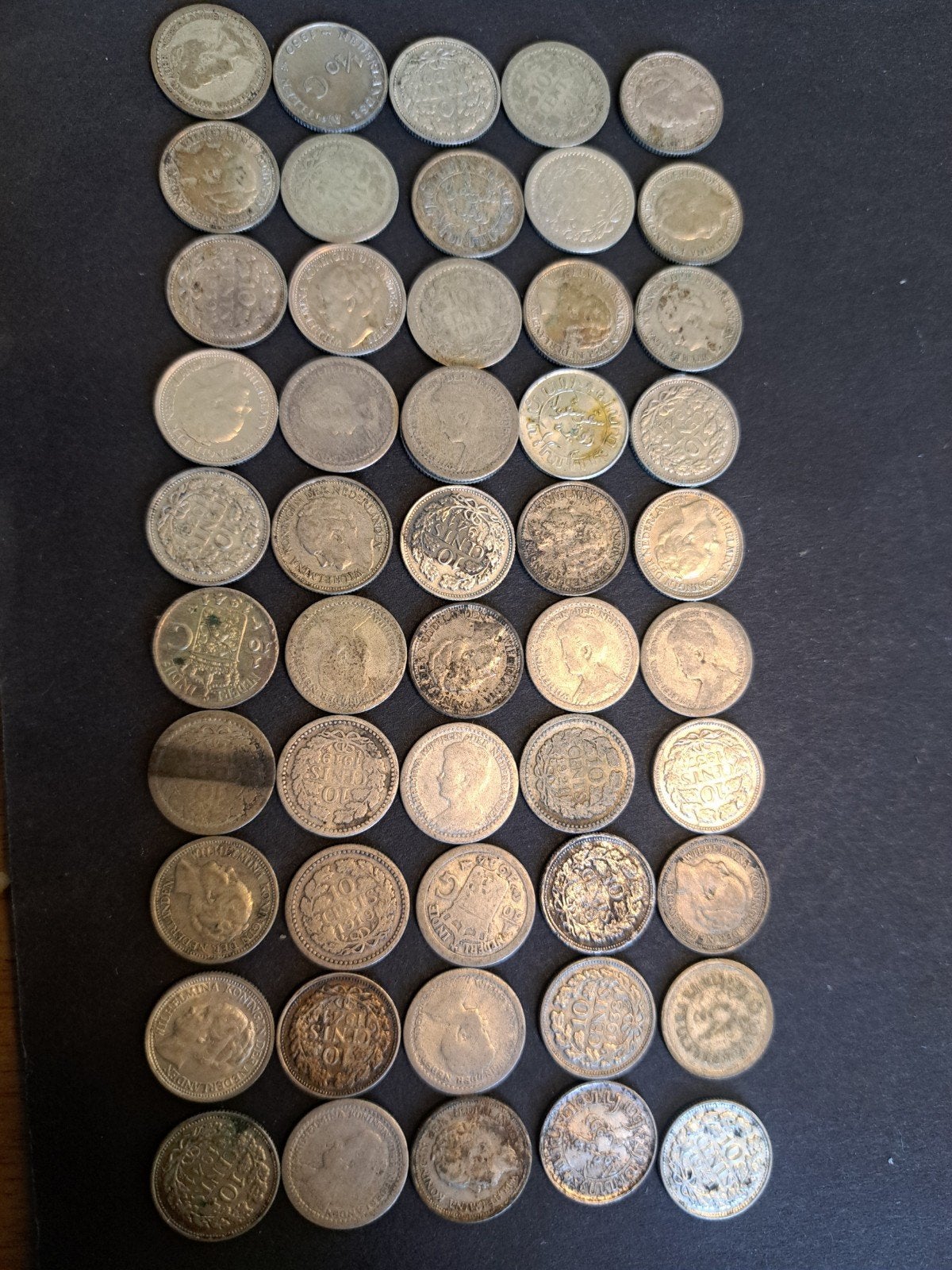 50 zilveren dubbeltjes, Postzegels en Munten, Setje, Zilver, Ophalen of Verzenden, 10 cent