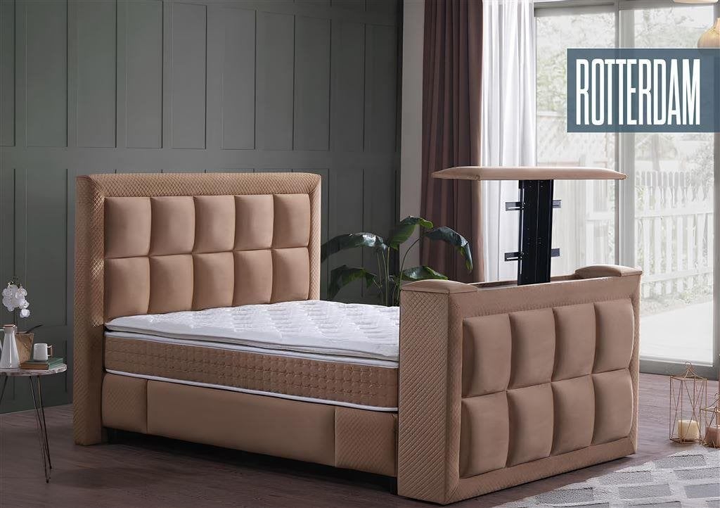 Baza Bed Opbergruimte Rotterdam Met TV Lift, Huis en Inrichting, Verzenden, Nieuw, Tweepersoons