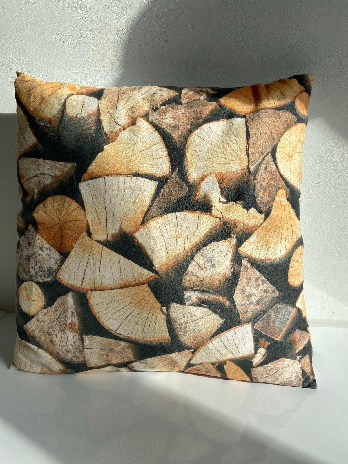 Nieuw Sierkussen met Houtblokken Print, Bruin, Met print, Vierkant, Nieuw