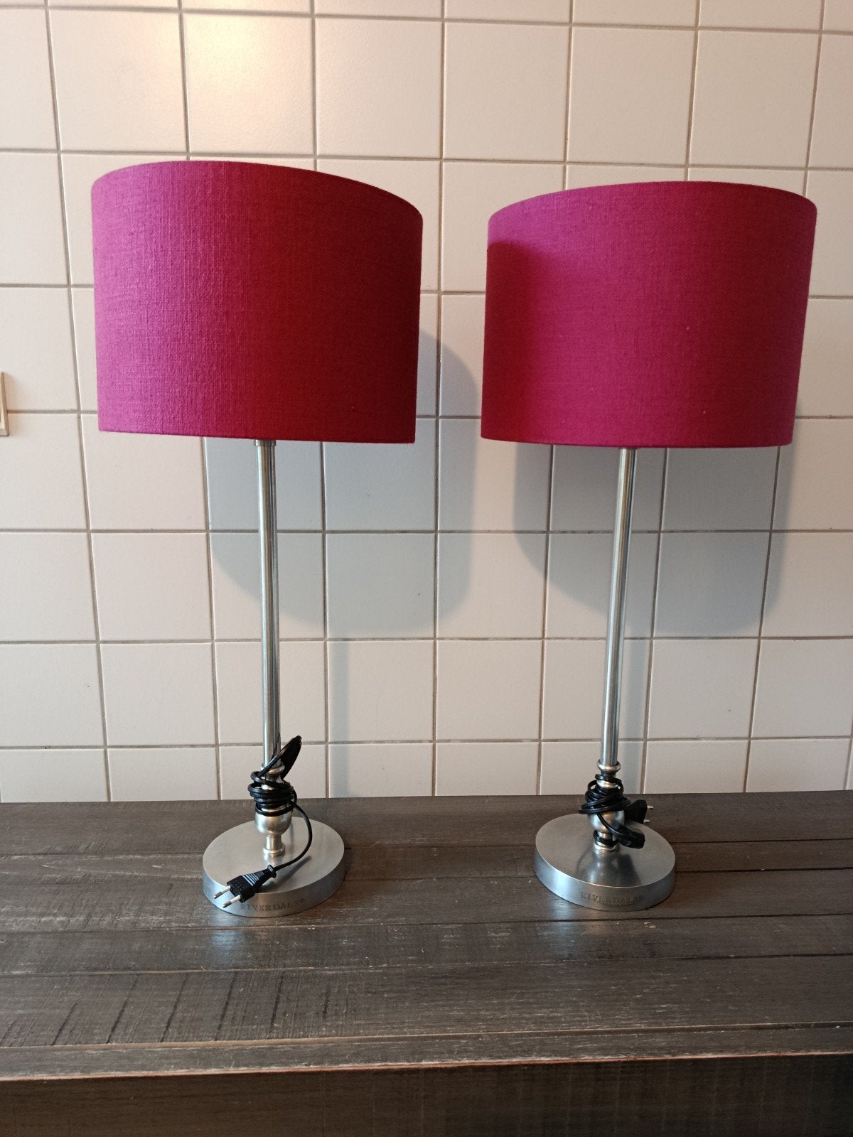 RIVERDALE 2 tafellampen 70 cm hoog, Gebruikt, Met kap, Ophalen of Verzenden, Riverdale