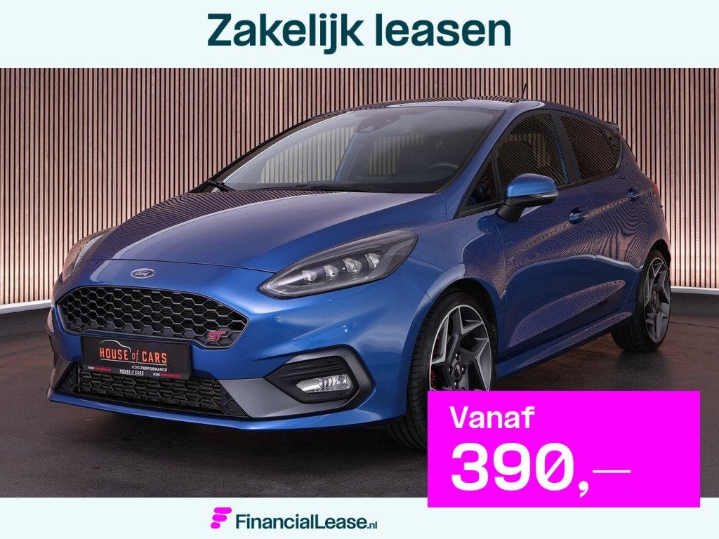 Ford Fiesta ST-3 1.5 200pk |B&O|blind spot|Apple Carplay|par, Voorwielaandrijving, 1188 kg, Blauw, Leder en Stof