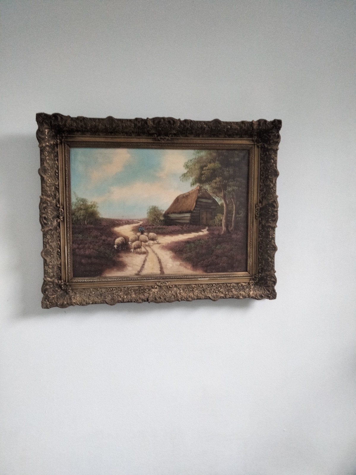 Oud Hollands Landschap met Schaapherder en Schaapjes, Ophalen of Verzenden