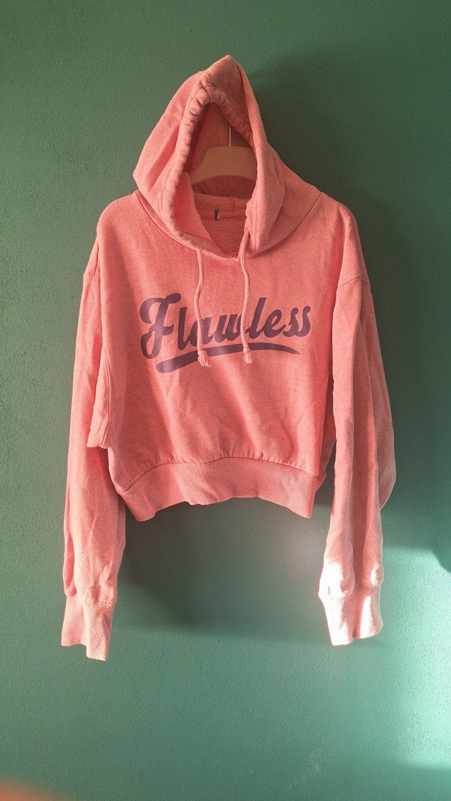 Roze Cropped Hoodie met 'Flawless' Opdruk, Ophalen of Verzenden, Roze, Maat 36 (S), Onbekend