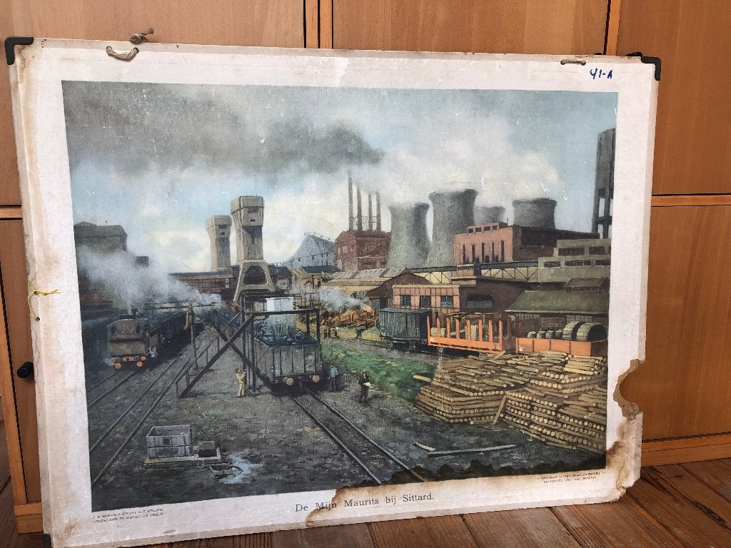 schoolplaat "De mijn bij Sittard", Ophalen of Verzenden, Aardrijkskunde