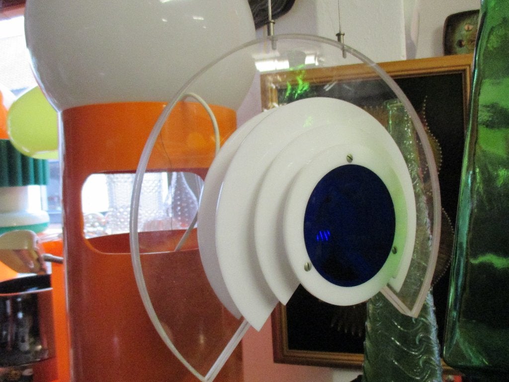space age design hanglamp jaren 80 plexi halogeen retro, Huis en Inrichting, Lampen | Hanglampen, Kunststof, Gebruikt, ?, ?