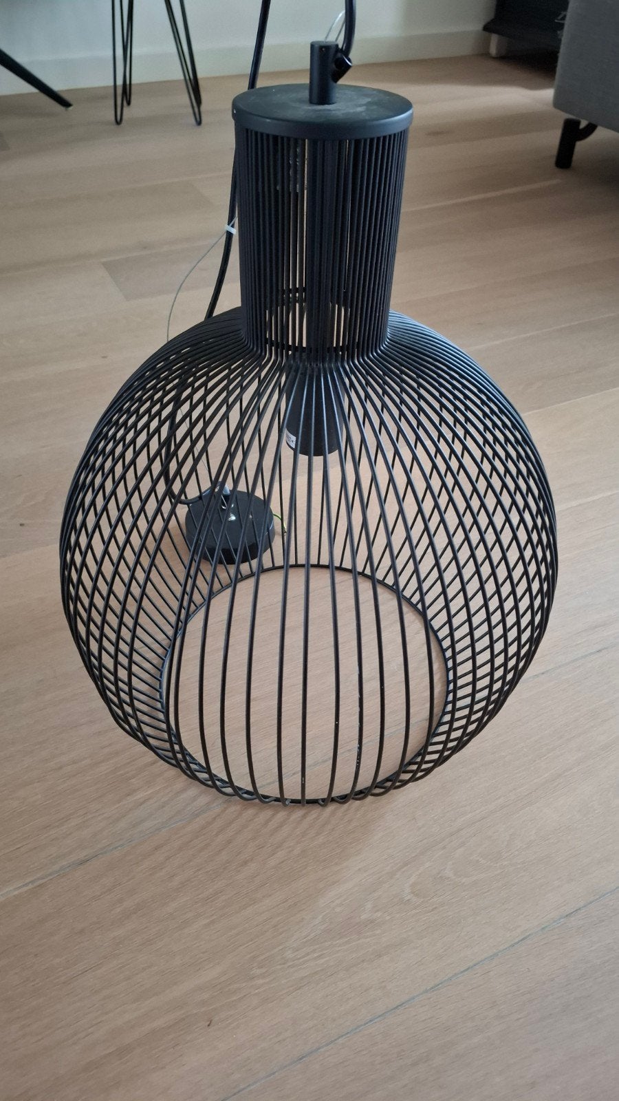 Zwarte draadlamp hanglamp - Ø 40 cm, Ophalen of Verzenden, Zo goed als nieuw, Metaal