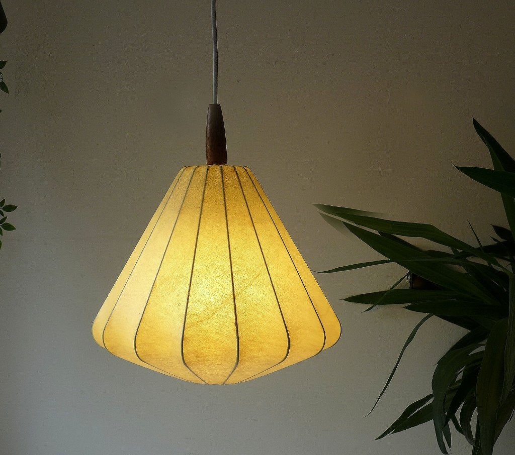 Vintage Cocoon Lamp Jaren 60 Goldkant Friedel Wauer, Huis en Inrichting, Ophalen of Verzenden