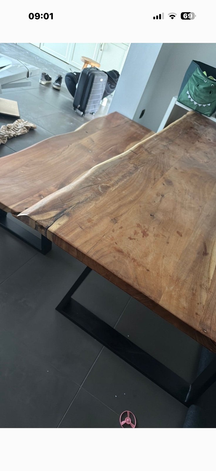 Boomstam eettafel, Ophalen, 200 cm of meer, 50 tot 100 cm, Zo goed als nieuw