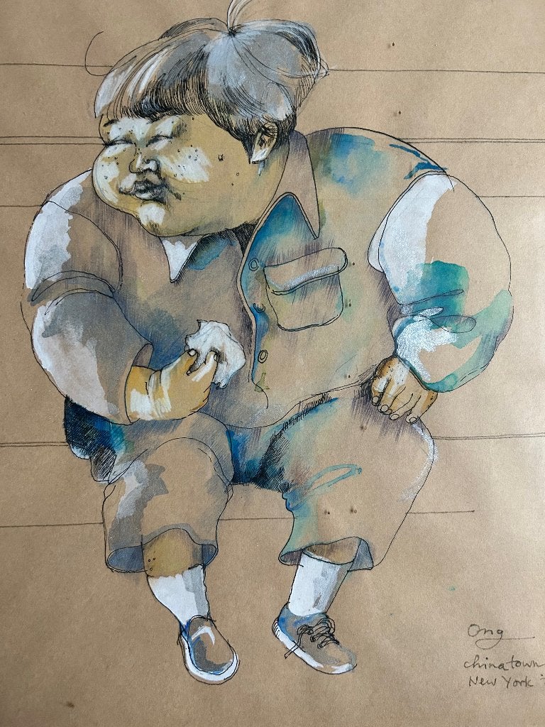 Zeefdruk/Tekening ONG - Chinatown  ZOMEROPRUIMING, Antiek en Kunst, Kunst | Litho's en Zeefdrukken, Ingelijst, Ophalen of Verzenden