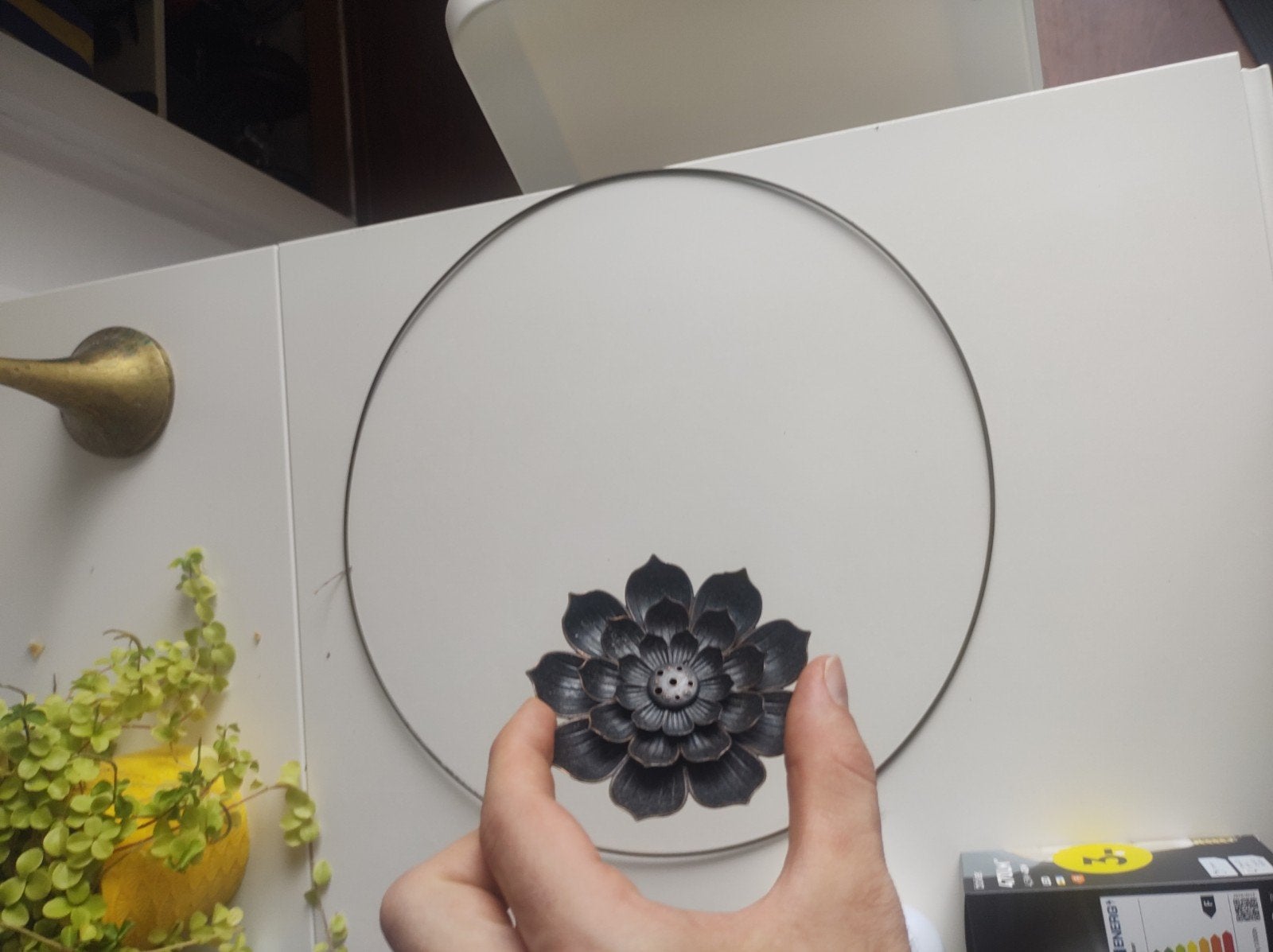 Metalen ring en lotus wierookhouder, Ophalen, Zwart, Nieuw, Oosters