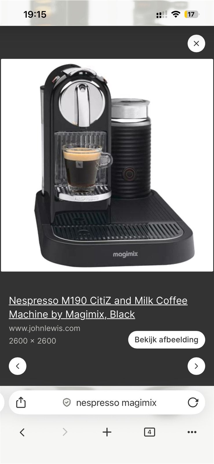Nespresso apparaat Magimix met opschuimer, Gebruikt, Espresso apparaat, Ophalen of Verzenden, Koffiepads en cups