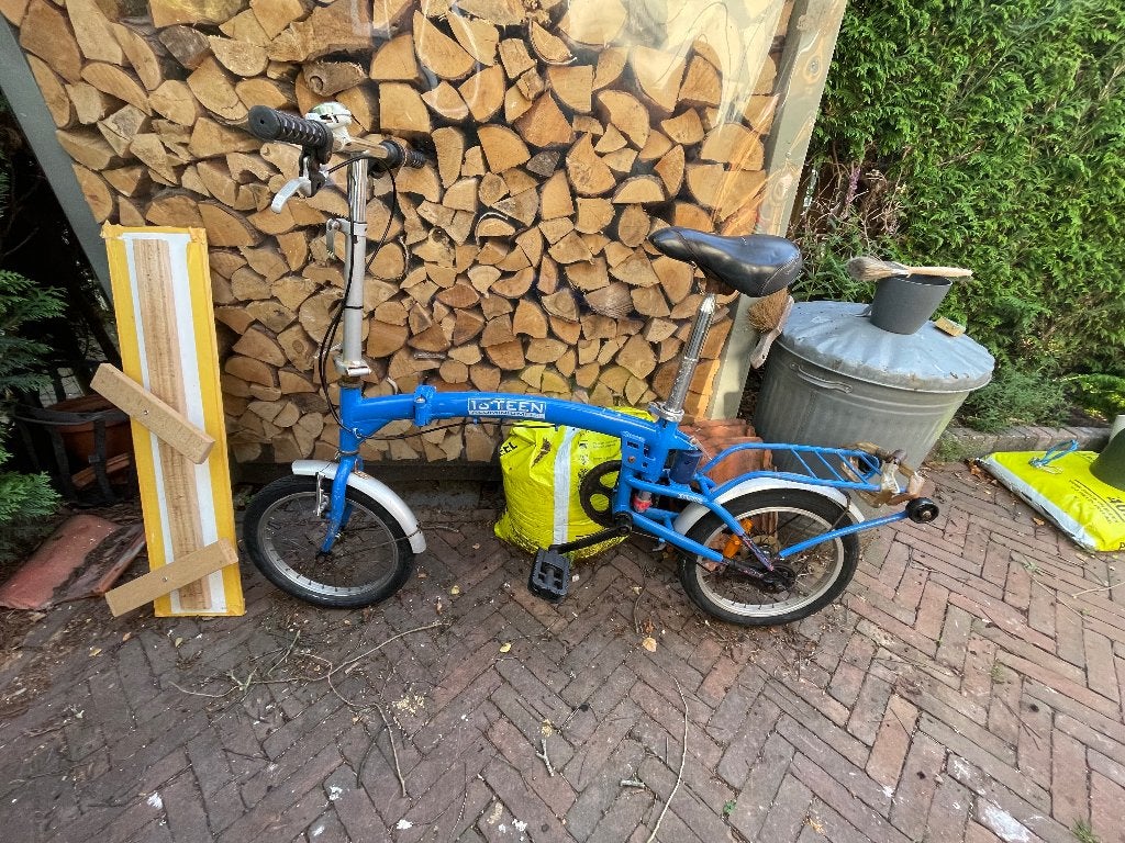 Vouwfiets blauw en rood, Gebruikt, 16 tot 18 inch, Totaal opvouwbaar, Ophalen