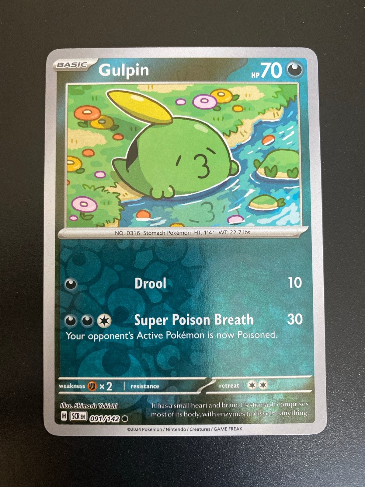 Gulpin 091/142 Reverse Holo Pokémon Stellar Crown, Ophalen of Verzenden, Zo goed als nieuw, Losse kaart, Foil