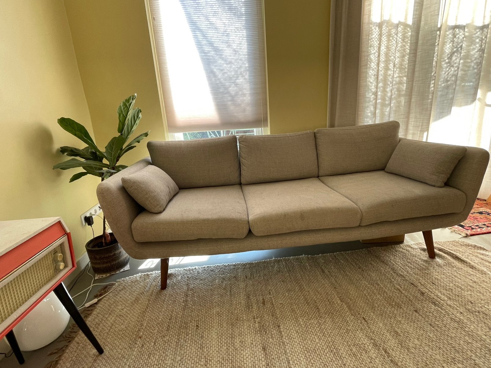 3-zitsbank beige/zand SofaCompany, Huis en Inrichting, Ophalen, Gebruikt, Driepersoons, 75 tot 100 cm