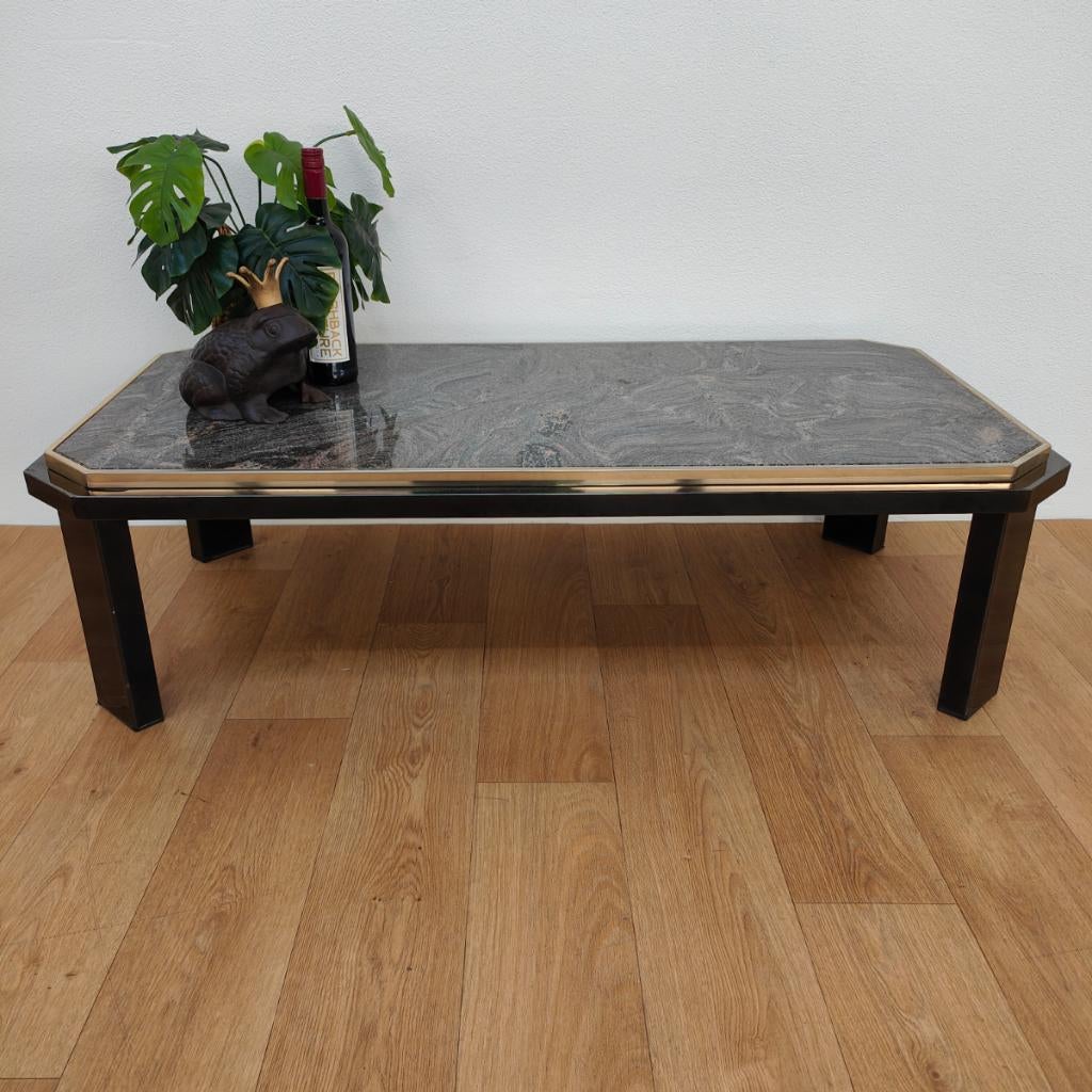 Fedam Salontafel koffietafel met natuursteen blad. Jaren 80, Huis en Inrichting, Valkenswaard, 100 tot 150 cm, Info@flashbackfurniture.nl