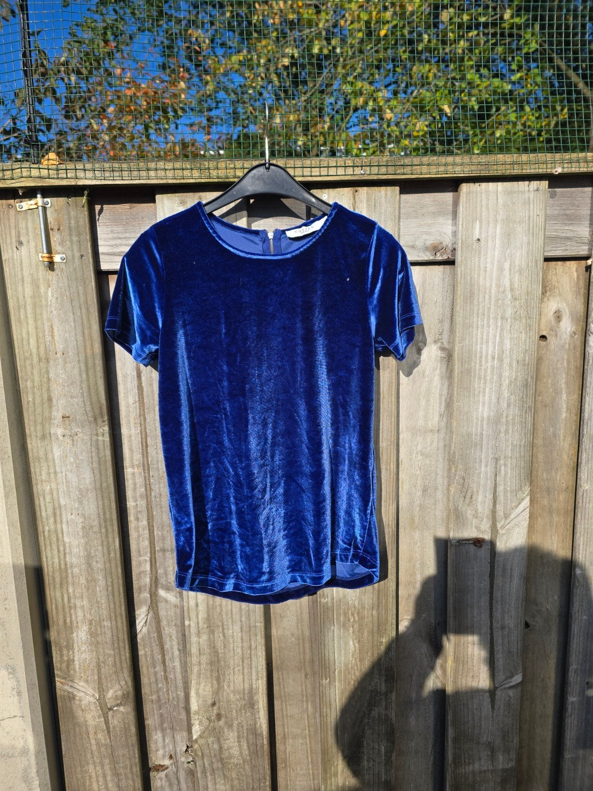 Costes xs fluweel top blauw zgan maat xs zgan, Blauw, Ophalen of Verzenden, Zo goed als nieuw, Korte mouw