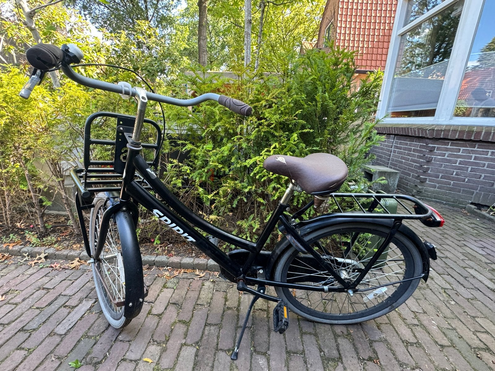 Spirit meisjes transportfiets met voordrager - Zwart, Ophalen, Terugtraprem, Handrem, Gebruikt