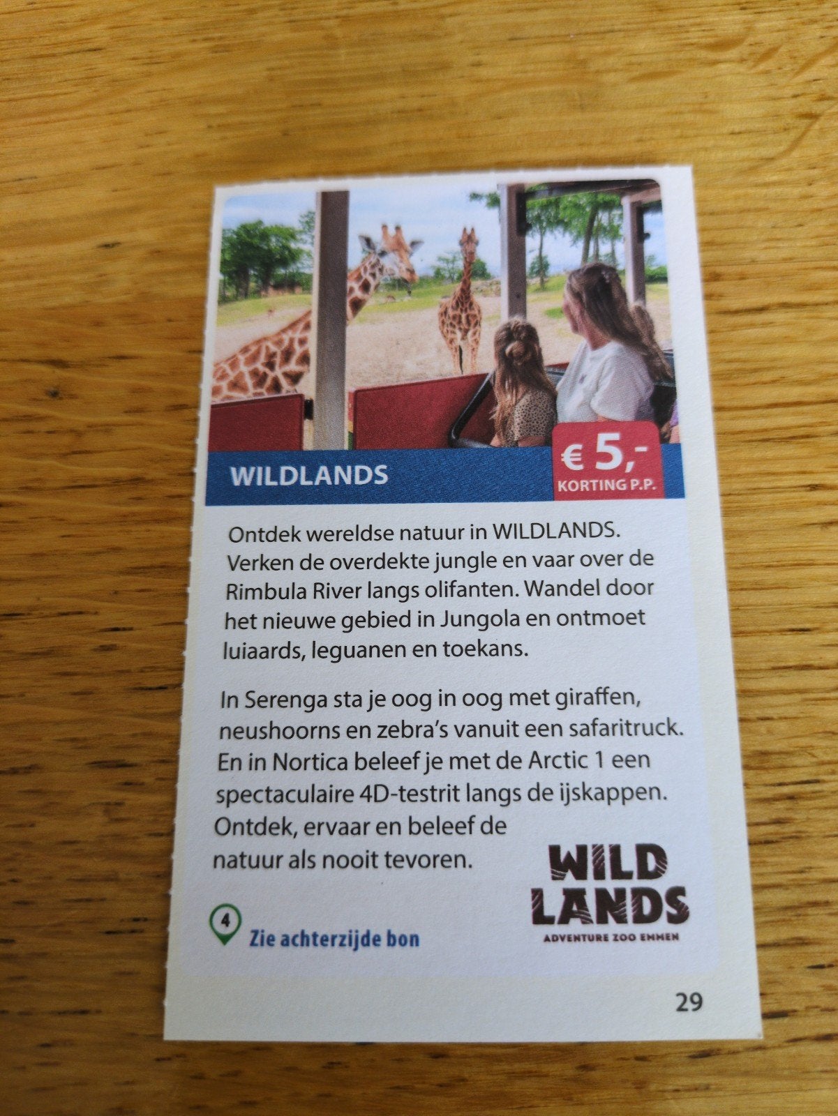 Kortingsbon voor Wildlands, 5 euro korting p.p., Drie personen of meer, Kortingskaart