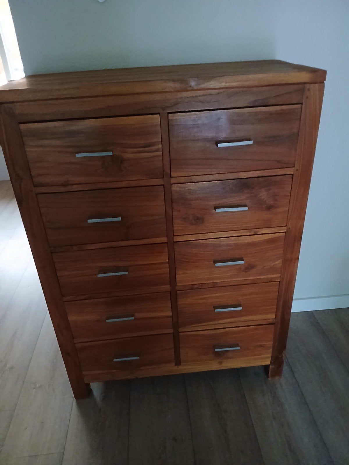 Teakhouten ladekast, Ophalen, 50 tot 100 cm, Zo goed als nieuw, 3 of 4 laden