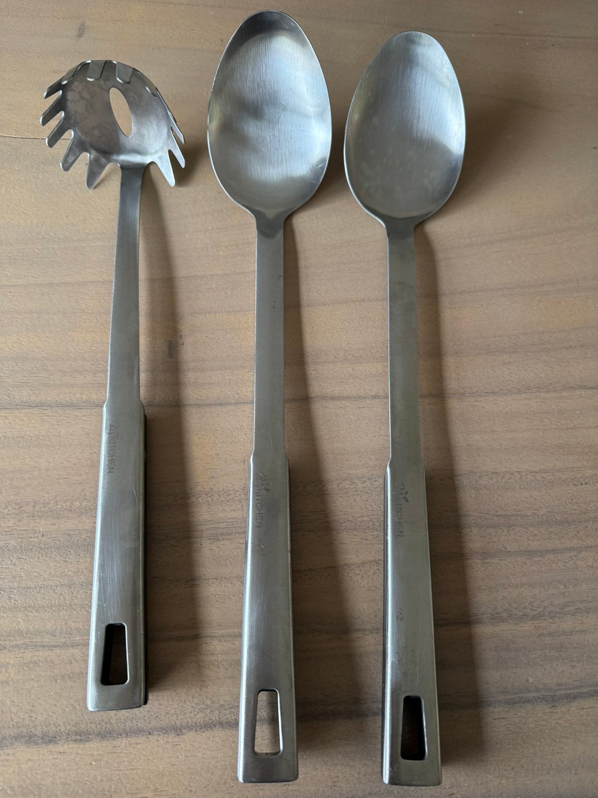 24Kitchen opscheplepels, spaghettilepel, Ophalen of Verzenden, Zo goed als nieuw, Rvs of Chroom