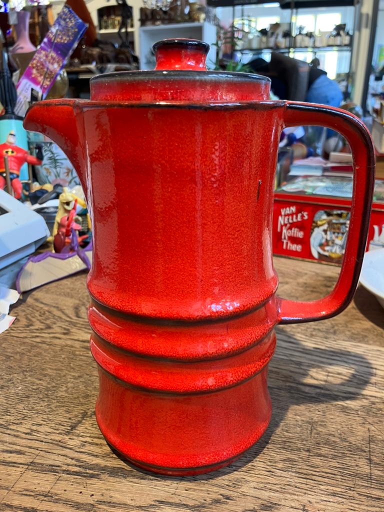 Vintage Rode Keramische Koffiepot, Antiek en Kunst, Antiek | Keramiek en Aardewerk, Ophalen of Verzenden