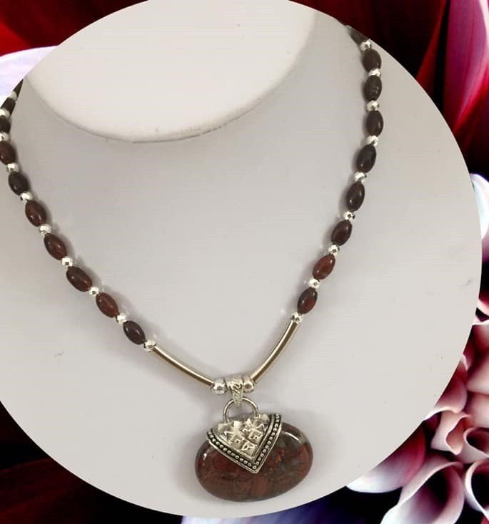 mooie  jaspis ketting (ook als set verkrijgbaar), Sieraden, Tassen en Uiterlijk, Met hanger, Overige materialen, Overige kleuren
