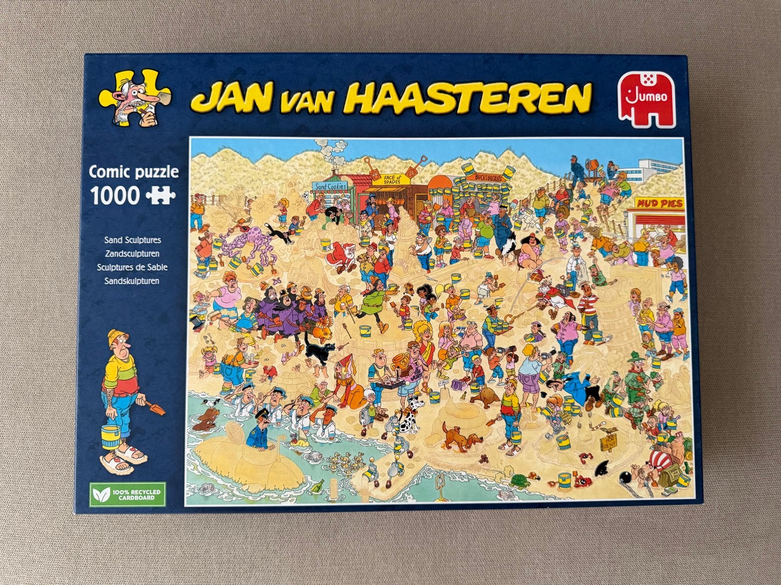 Jan van Haasteren Zandsculpturen 1000 stukjes puzzel, Ophalen of Verzenden, 500 t/m 1500 stukjes, Gebruikt, Legpuzzel