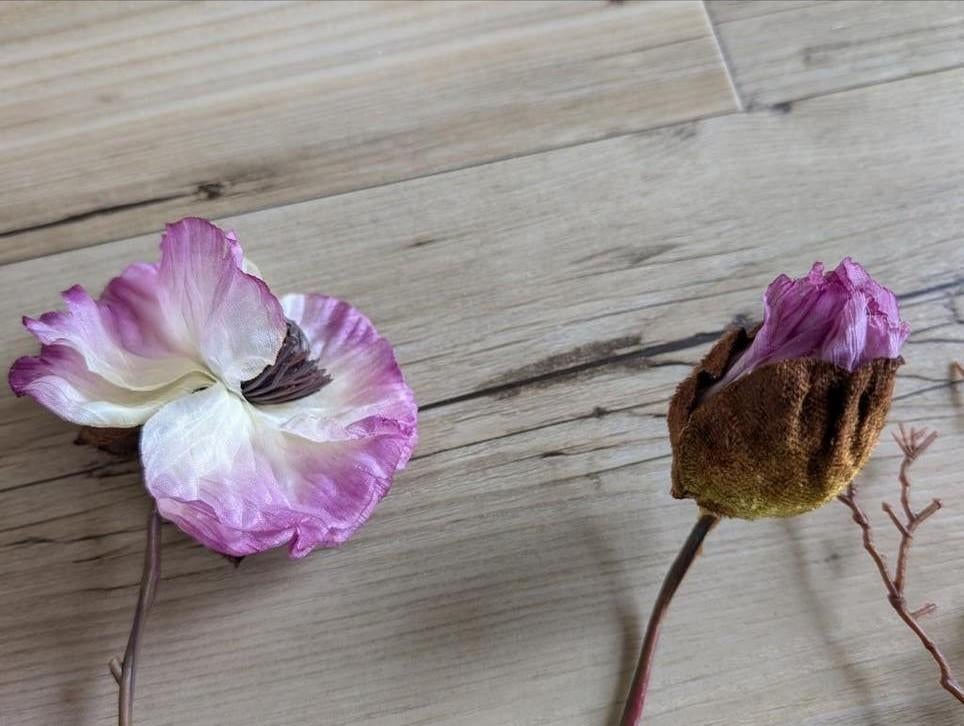 Kunstbloemen: klaproos zijde en magnolia takken (Intratuin), Binnen, 70 cm, Kunstbloem, Ophalen of Verzenden