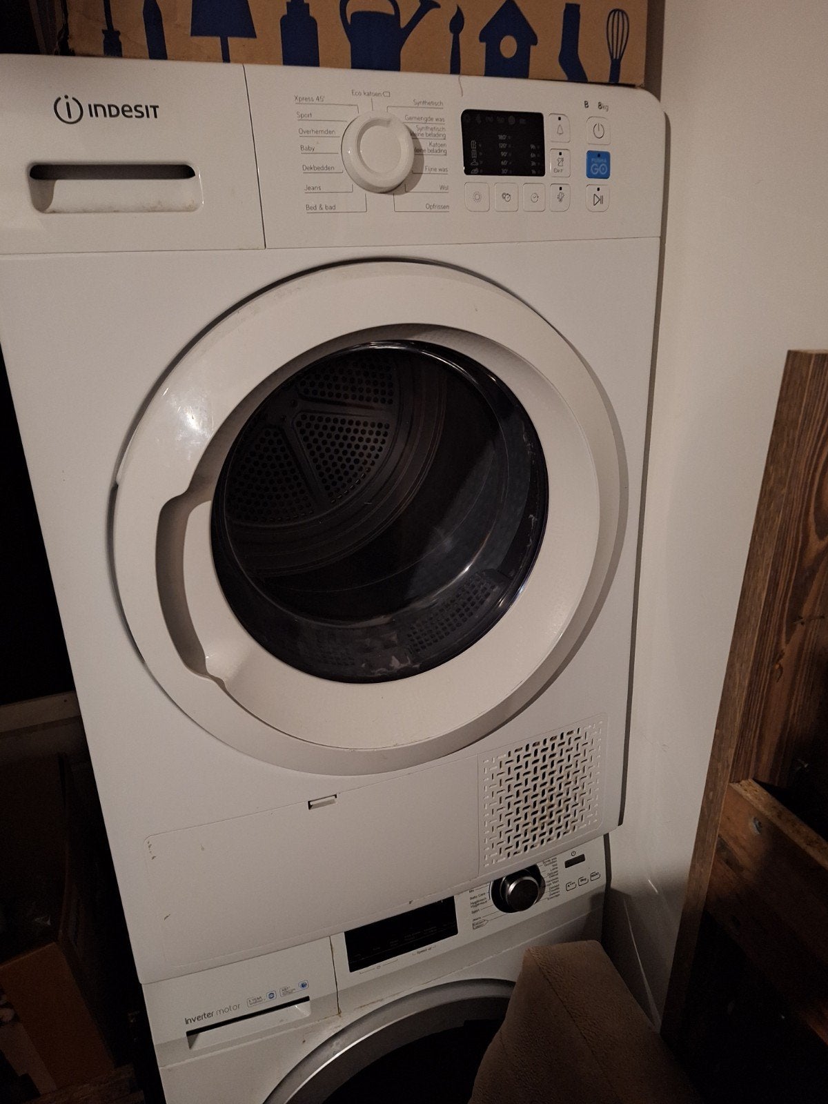 Prima wasdroger Indesit, 8 tot 10 kg, Ophalen, Zo goed als nieuw, 85 tot 90 cm